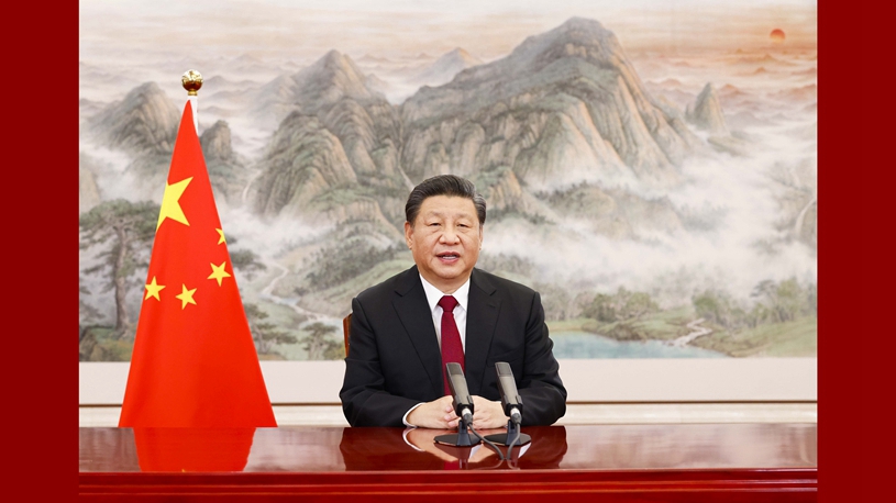 Xi pronuncia discurso en sesión virtual del Foro Económico Mundial 2022