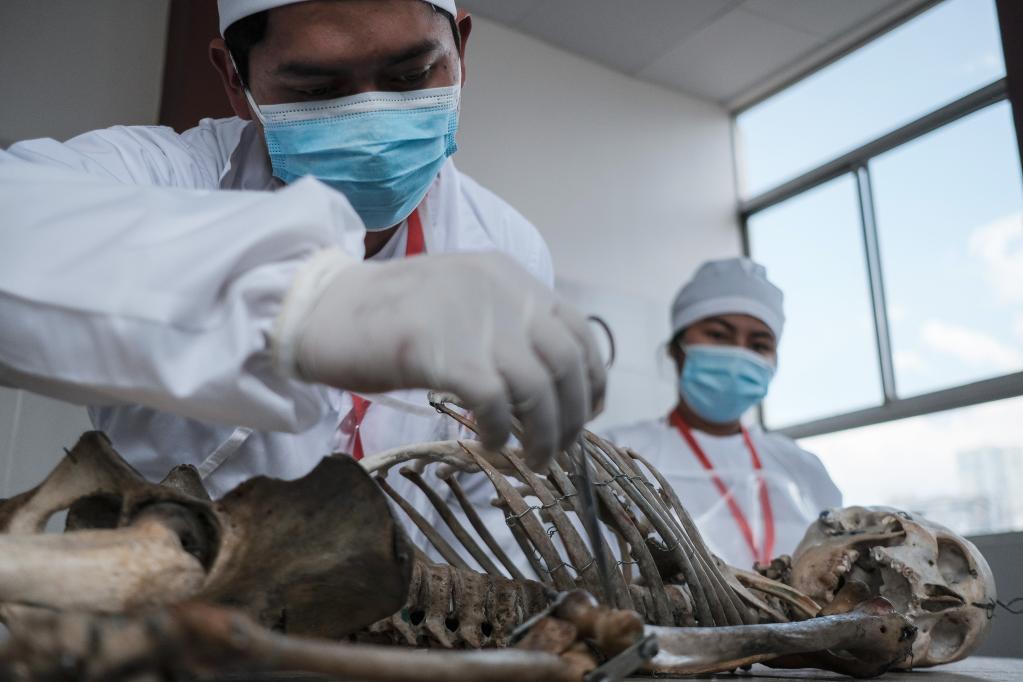 Estudiantes realizan práctica en clase de anatomía de la Facultad de Medicina en La Paz, Bolivia