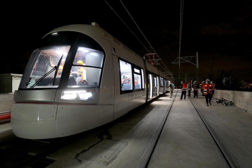 Prueba oficial del proyecto de la Línea Roja del tren ligero de Tel Aviv, Israel