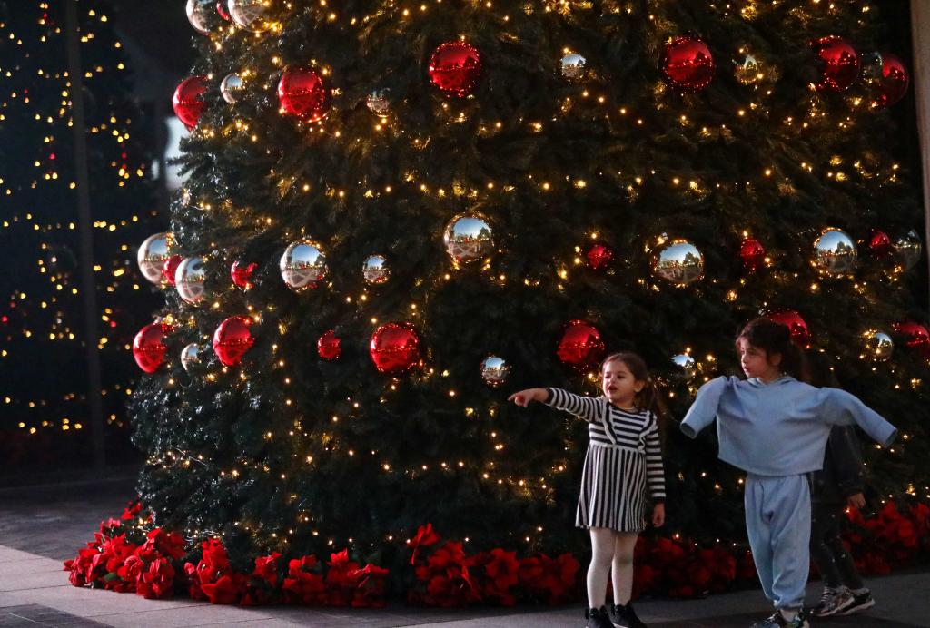 Decoraciones navideñas en el centro de Beirut, Líbano