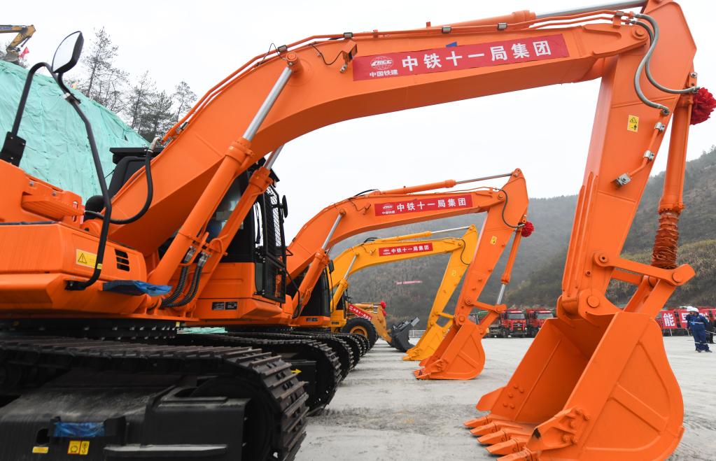 Hubei: Sitio de construcción del ferrocarril de alta velocidad Xi'an-Shiyan