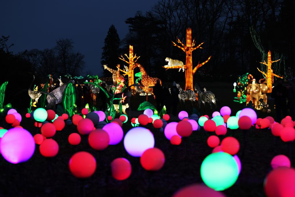 Francia: Esculturas iluminadas exhibidas durante festival de luces en zoológico de Thoiry