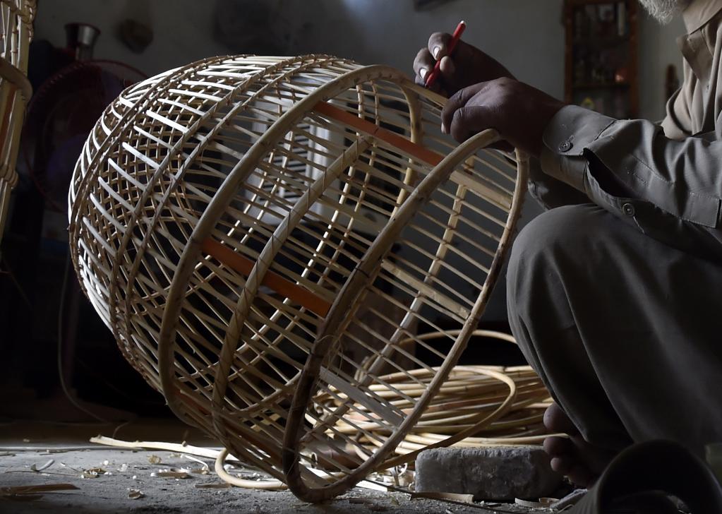 Hombre fabrica jaula para aves hecha a mano en las afueras de Peshawar