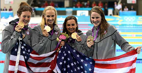 LONDRES 2012: EEUU gana oro en relevos 4x100m estilos femenil con r&eacute;cord mundial