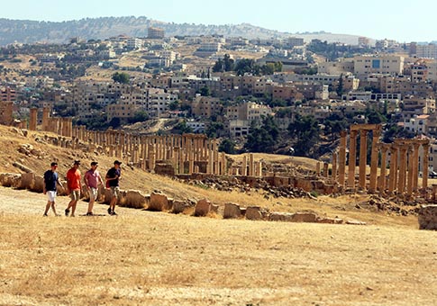 Ciudad en ruinas de Jerash, uno de los m&aacute;s grandes sitios arqueol&oacute;gicos romanos de Jordania