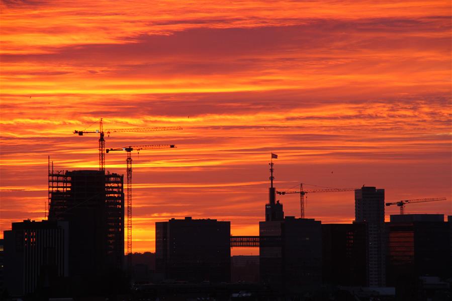 El anochecer en Bruselas, Bélgica